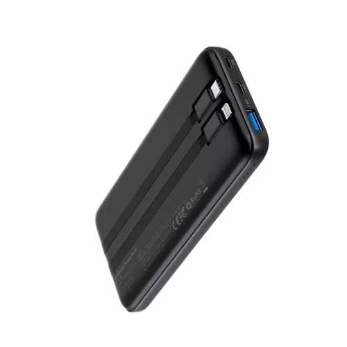 Choetech Powerbank B654 10000mAh 22.5W USB-A / USB-C / micro USB + beépített USB-C / Lightning cable - fekete