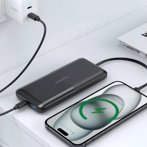 Choetech Powerbank B654 10000mAh 22.5W USB-A / USB-C / micro USB + beépített USB-C / Lightning cable - fekete