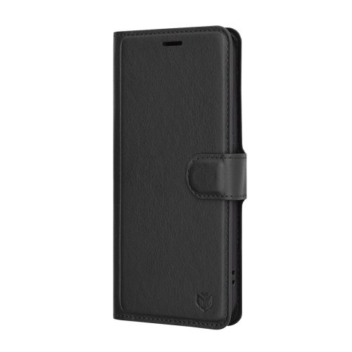 Honor Magic 7 Lite / X9c, Kinyitható kártyatartós Ökobőr tok állványfunkcióval - Fekete - Techsuit Leather Folio
