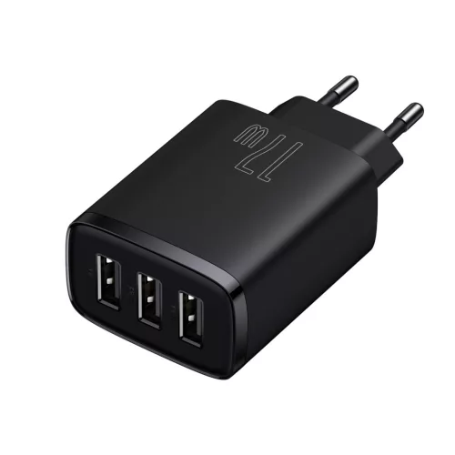 Baseus Kompakt Töltő adapter 3x USB 17W - Fekete