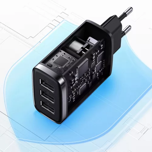 Baseus Kompakt Töltő adapter 3x USB 17W - Fekete