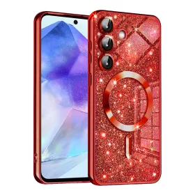   Techsuit - Luxury Glitter MagSafe - Samsung Galaxy A55 5G - Piros