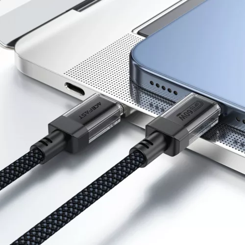 Acefast C12 USB-C / USB-C kábel, 60W, 480 Mb/s sebességgel - fekete