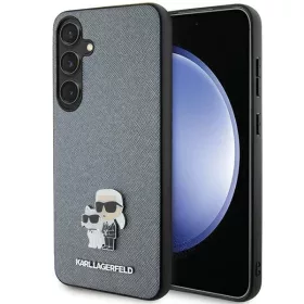   Karl és Choupette fémfigurás szürke Samsung Galaxy S24 Saffiano tok