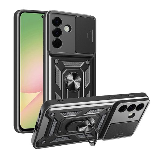 Modern Ütésálló Telefontok Állvánnyal és Kamera Védelemmel Samsung Galaxy A36 / A56 5G - Fekete