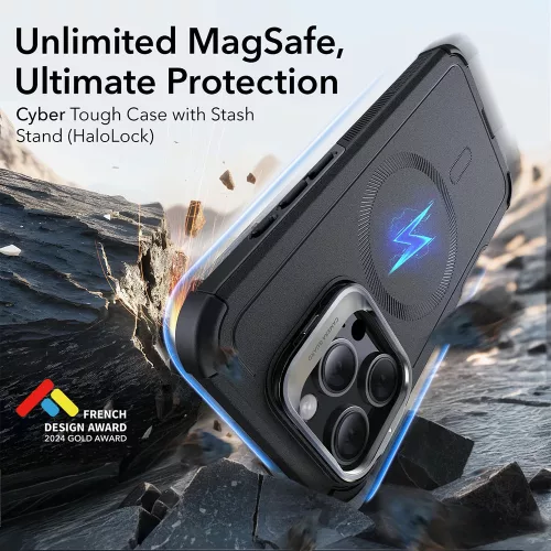 ESR Cyber Armor Kickstand tok iPhone 16 - Zöld