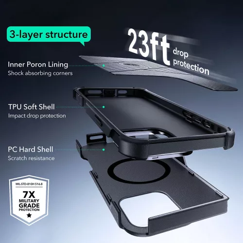 ESR Cyber Armor Kickstand tok iPhone 16 - Zöld