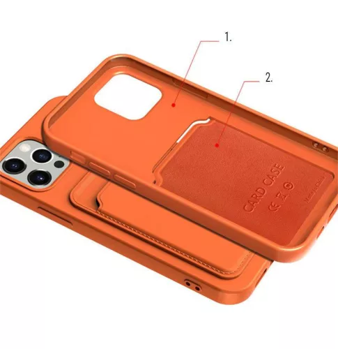 Szilikon kártyatartós narancssárga tok (iPhone 13 Pro Max)