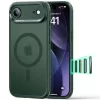 iPhone 17 Air, Ütésállő MagSafe-es tok, Kameravédelemmel, Légpárnás sarkokkal - Matt zöld - ESR Classic Hybrid HaloLock