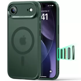   iPhone 17 Air, Ütésállő MagSafe-es tok, Kameravédelemmel, Légpárnás sarkokkal - Matt zöld - ESR Classic Hybrid HaloLock
