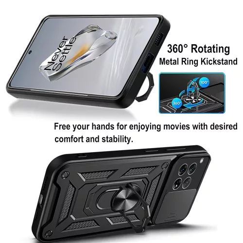 Modern Ütésálló Telefontok Állvánnyal és Kamera Védelemmel OnePlus 12 - Fekete