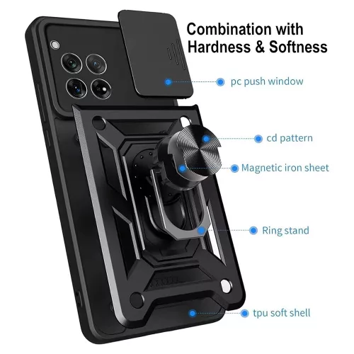 Modern Ütésálló Telefontok Állvánnyal és Kamera Védelemmel OnePlus 12 - Fekete