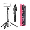 Techsuit - Selfie Bot (L16) - Stabil tripod állvány, vezeték nélküli távirányító, 157cm - Fekete
