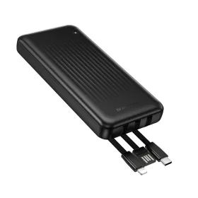   Borofone – Power Bank (BJ79) – beépített 3 db kábellel (USB, USB-C, Lightning), LED kijelzővel, 2A, 10000 mAh – fekete