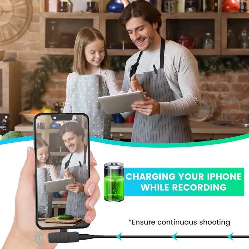 Techsuit - (2 db) Vezeték nélküli csíptetős mikrofon (LW1) Lightning csatlakozóval, Plug & Play - Fekete