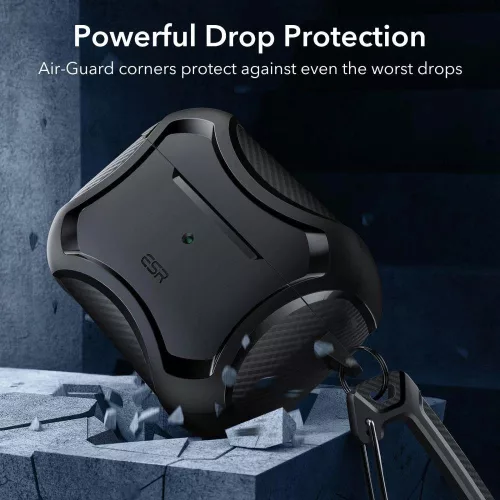 ESR Cyber Armor ütésálló fekete Magsafe kompatibilis tok karabinerrel Airpods Pro 1/2