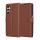 Samsung galaxy A05s, Kinyitható kártyatartós Ökobőr tok állványfunkcióval - Barna - Techsuit Leather Folio