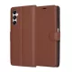Samsung galaxy A05s, Kinyitható kártyatartós Ökobőr tok állványfunkcióval - Barna - Techsuit Leather Folio