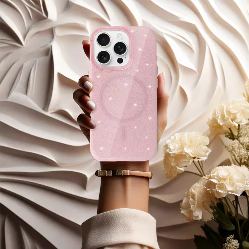 MagSafe Slim Csillogós tok iPhone 13 - Rózsaszín