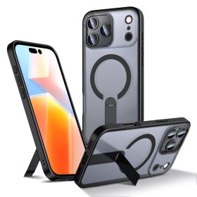   Hybrid Armor X tok iPhone 17 Pro-hoz MagSafe-kompatibilis kitámasztóval - Fekete