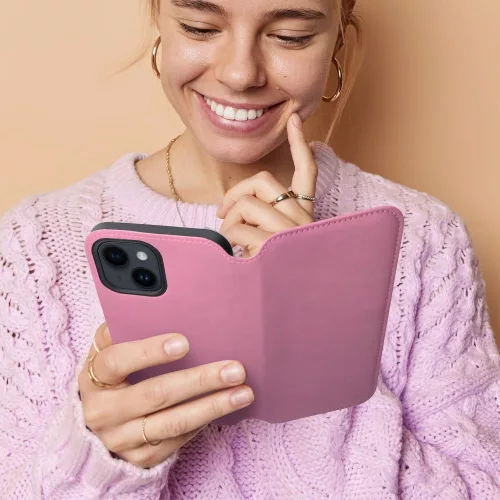 Xiaomi Redmi Note 12 5G, Kinyitható kártyatartós műbőr tok - rózsaszín - DUAL POCKET