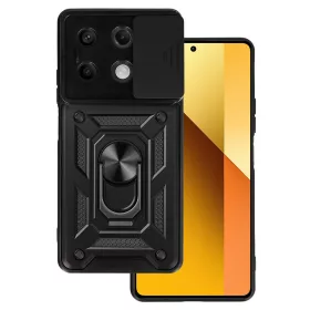   Modern Ütésálló Telefontok Állvánnyal és Kamera Védelemmel Xiaomi Redmi Note 13 5G - Fekete
