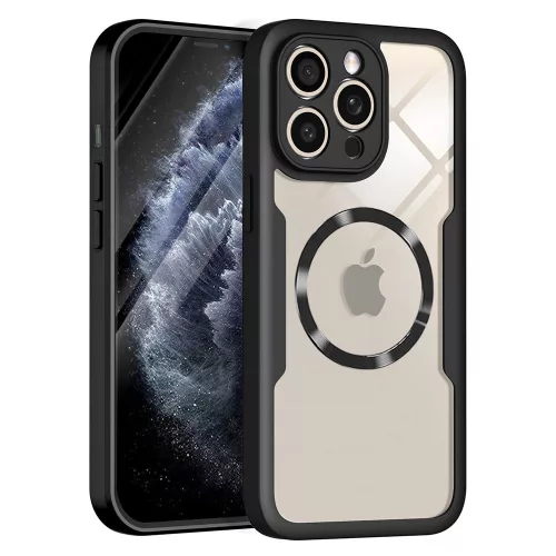 iPhone 11 Pro, Teljes körű védelmet nyújtó MagSafe-es ütésálló tok + kijelzővédő szett - Fekete - Techsuit ColorVerse 360 MagSafe 