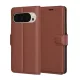 Google Pixel 9 Pro / 9, Kinyitható kártyatartós Ökobőr tok állványfunkcióval - Barna - Techsuit Leather Folio