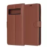 Google Pixel 9 Pro / 9, Kinyitható kártyatartós Ökobőr tok állványfunkcióval - Barna - Techsuit Leather Folio