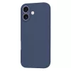 iPhone 17, Puha tapintású MagSafe szilikon tok, mikroszálas béléssel, Techsuit - SoftFlex - Sötétkék