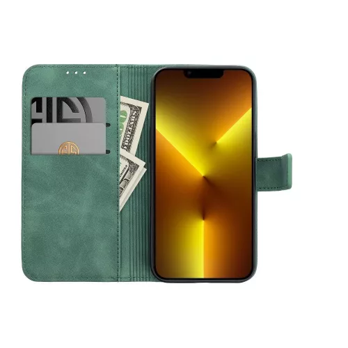 Samsung Galaxy A53 5G, Mágneses kinyitható hasított ECO bőr tok, belső kártyatartó zsebbel - Zöld - TENDER
