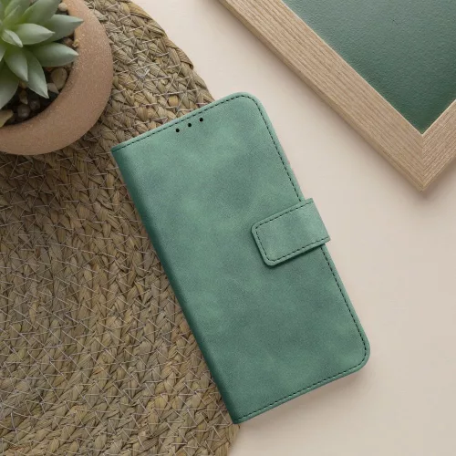 Samsung Galaxy A53 5G, Mágneses kinyitható hasított ECO bőr tok, belső kártyatartó zsebbel - Zöld - TENDER