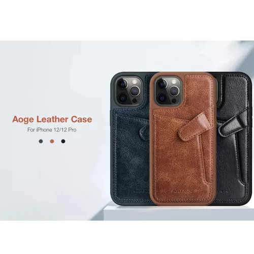 Nillkin Aoge Bőr Tok iPhone 12/12 Pro - Fekete