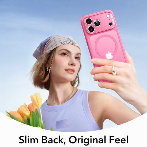 iPhone 17 Pro, Ütésállő MagSafe-es tok, Kameravédelemmel, Légpárnás sarkokkal - Matt rózsaszín - ESR Classic Hybrid HaloLock