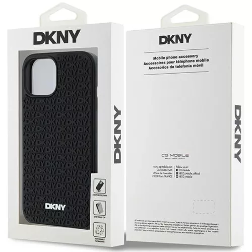 DKNY fekete 3D gumis ismétlődő mintás tok (iPhone 15)