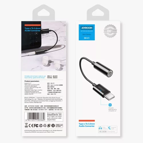 Átalakító adapter fejhallgatóhoz/fülhallgatóhoz 3,5 mm mini jack - USB Type-C Joyroom (SH-C1)