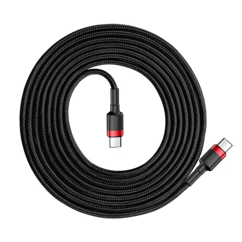 Baseus H91 USB-C / USB-C PD QC kábel 60W 3A 480Mb/s 2m - Fekete és piros