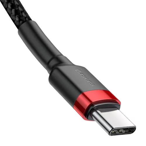 Baseus H91 USB-C / USB-C PD QC kábel 60W 3A 480Mb/s 2m - Fekete és piros