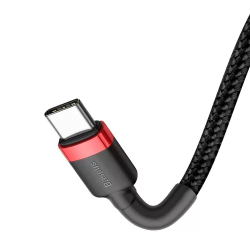 Baseus H91 USB-C / USB-C PD QC kábel 60W 3A 480Mb/s 2m - Fekete és piros