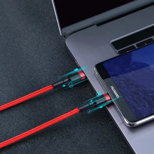 Baseus H91 USB-C / USB-C PD QC kábel 60W 3A 480Mb/s 2m - Fekete és piros