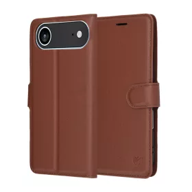 Techsuit Eco Bőr kinyitható barna tok - iPhone 17 Air