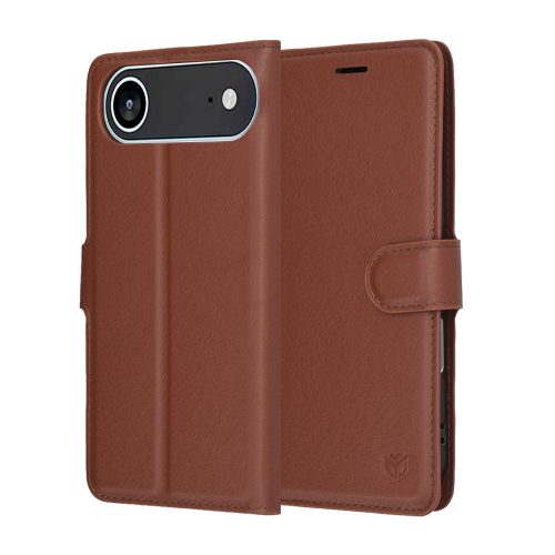 Techsuit Eco Bőr kinyitható barna tok - iPhone 17 Air