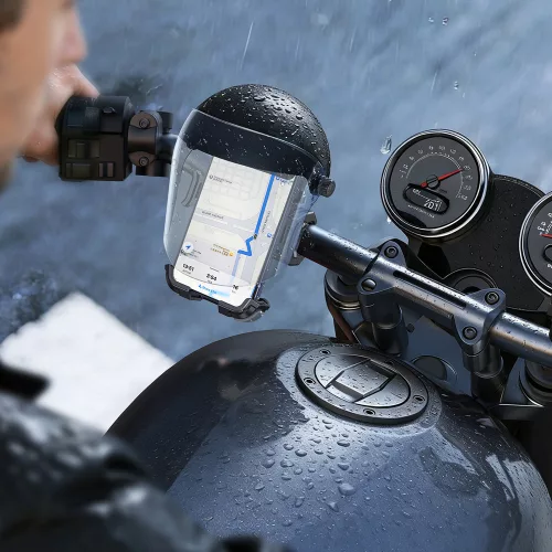 Joyroom JR-ZS526 Bicikli/Motorkerékpár telefontartó napellenzővel, automatikus rögzítéssel – Fekete