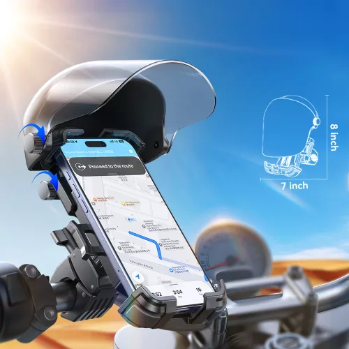 Joyroom JR-ZS526 Bicikli/Motorkerékpár telefontartó napellenzővel, automatikus rögzítéssel – Fekete
