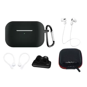   SZILIKON FEKETE TOK SZETT KARABINERREL FÜLHALLGATÓ ZSINÓRRAL ÉS FÜLKAMPÓVAL AIRPODS PRO 1/2