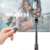 Techsuit - Selfie Bot (L12) - Stabil alumínium tripod, összecsukható és hordozható, vezeték nélküli távirányítóval, 106 cm - Fekete