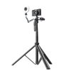Techsuit - Selfie Bot (C05) - Nagyméretű állítható tripod Bluetooth távirányítóval, 360°-os forgással, alumínium ötvözet, 205 cm - Fekete