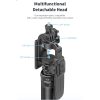 Techsuit - Selfie Bot (C05) - Nagyméretű állítható tripod Bluetooth távirányítóval, 360°-os forgással, alumínium ötvözet, 205 cm - Fekete