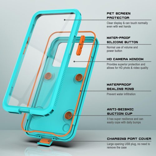 ShellBox – AirBox Vízálló IP68 tok (6.1 hüvelyk) – iPhone 12 / 12 Pro / 13 / 13 Pro / 14 / 14 Pro / 15 / 15 Pro / 16 – Kék