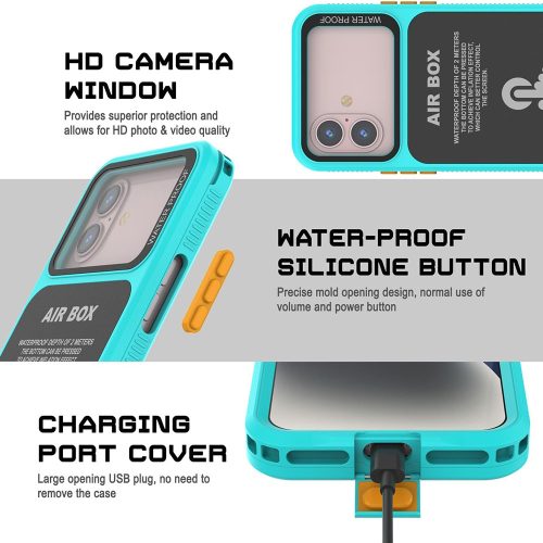 ShellBox – AirBox Vízálló IP68 tok (6.1 hüvelyk) – iPhone 12 / 12 Pro / 13 / 13 Pro / 14 / 14 Pro / 15 / 15 Pro / 16 – Kék